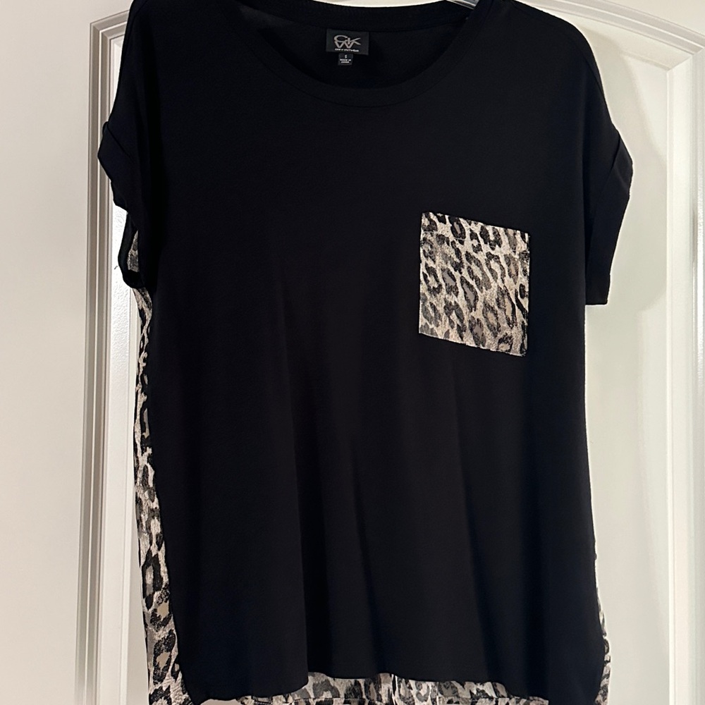 Black Leopard Print Women's Top